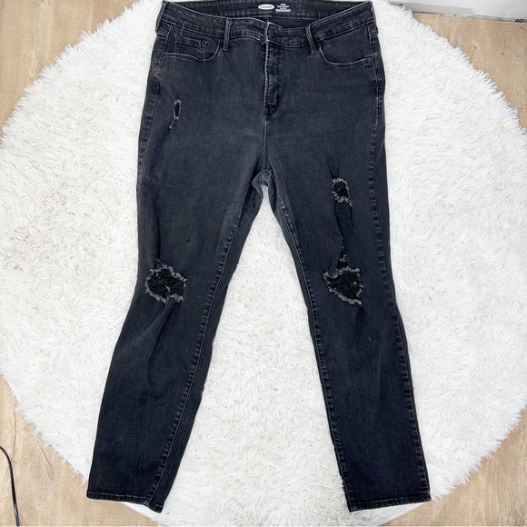 Old Navy Black Power Slim Straight Jeans High Rise 18 - Picture 1 of 7